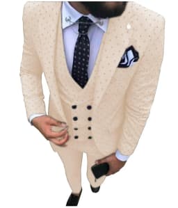 Mens suits Wave point Three Pieces Men Dress Suits Casual Commuter office business suits For Wedding(Blazer+Vest+Pants)