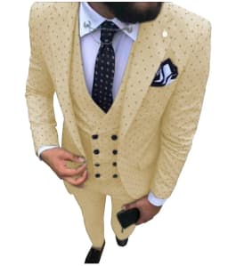 Mens suits Wave point Three Pieces Men Dress Suits Casual Commuter office business suits For Wedding(Blazer+Vest+Pants)