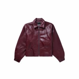 2026ss Embroidered Printed Leather Jacket High-quality Burgundy Loose Casual High Street Men's Women's Jackets