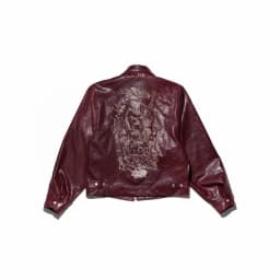 2026ss Embroidered Printed Leather Jacket High-quality Burgundy Loose Casual High Street Men's Women's Jackets