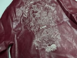 2026ss Embroidered Printed Leather Jacket High-quality Burgundy Loose Casual High Street Men's Women's Jackets