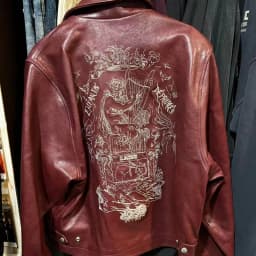 2026ss Embroidered Printed Leather Jacket High-quality Burgundy Loose Casual High Street Men's Women's Jackets