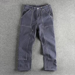 May Khaki Heavy Chunky Overalls Dyed Blue Striped Straight Trousers Men's Reproduction Trend Primary Color Pants
