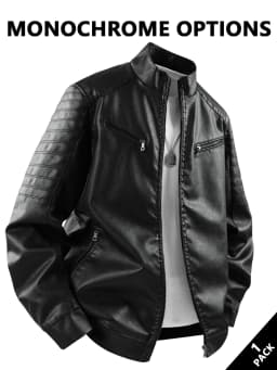 Men's Small Stand-Up Collar Leather Jacket, Wind-Resistant and Cold-Proof, with a Crisp Texture, Suitable for Light Business in the Workplace, Daily Shopping, Weekend Outings, Autumn and Winter Styles, Outdoor Walks, and Short Trips