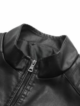Men's Small Stand-Up Collar Leather Jacket, Wind-Resistant and Cold-Proof, with a Crisp Texture, Suitable for Light Business in the Workplace, Daily Shopping, Weekend Outings, Autumn and Winter Styles, Outdoor Walks, and Short Trips