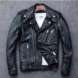 Winter and Autumn Men's Oversized Button-down PU Leather Coat with Multiple Zippers Polo Jacket, with Many Zippers Mens Jacket