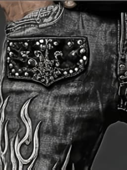 Men's Vintage Washed Straight Leg Denim Jeans, Skull Flame Graphic Print Rivet Studded Design, Loose Fit Punk Streetwear Casual Trousers, All Season Daily Outdoor Hip Hop Fashion Long Pants