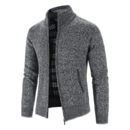 Men's Cardigan Sweater Jackets Winter Thicken Warm Stand Collar Knitted Zipper Casual Cardigan Men Daily Solid Color Sweatercoat
