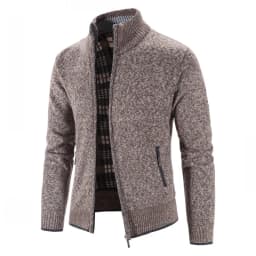 Men's Cardigan Sweater Jackets Winter Thicken Warm Stand Collar Knitted Zipper Casual Cardigan Men Daily Solid Color Sweatercoat