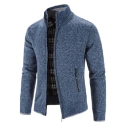 Men's Cardigan Sweater Jackets Winter Thicken Warm Stand Collar Knitted Zipper Casual Cardigan Men Daily Solid Color Sweatercoat
