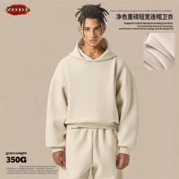 ZODF Trendy Winter 350gsm Solid Fleece Hooded Hoodies For Man Unisex Boxyfit Solid Warm Pullovers Brand Clothing HY0038