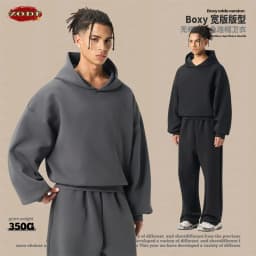 ZODF Trendy Winter 350gsm Solid Fleece Hooded Hoodies For Man Unisex Boxyfit Solid Warm Pullovers Brand Clothing HY0038