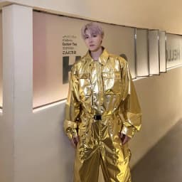 Mens PU Leather Gold Silvery Overall Bodysuit Jumpsuit Biker Style Suit Plain Color Long Sleeve Party Stage Clothing Male XXL