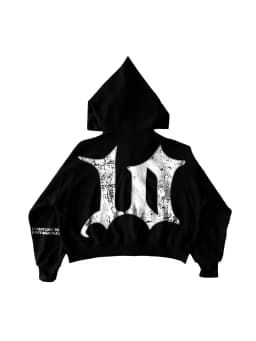 Men's Black Oversized Zip Up Hoodie "Tenth Series" Graphic Print Streetwear Jacket Y2K Sweatshirt