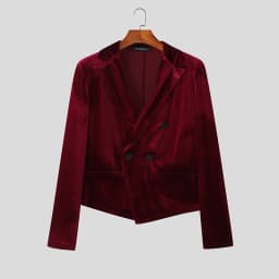 INCERUN Men Sets Solid Color Velour Lapel Long Sleeve Blazer & Pants Two Pieces Sets Streetwear Elegant Fashion Casual Men Suits