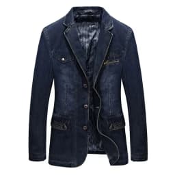Blazer Men's Fashion Gentleman Business Retro Versatile Trendy Wedding Professional Casual Solid-color Host Cotton Denim Blazer