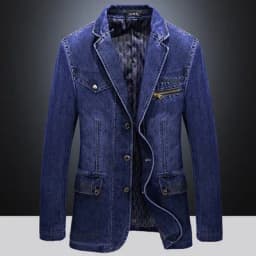 Blazer Men's Fashion Gentleman Business Retro Versatile Trendy Wedding Professional Casual Solid-color Host Cotton Denim Blazer