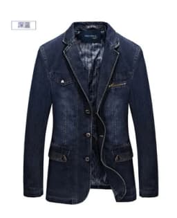 Blazer Men's Fashion Gentleman Business Retro Versatile Trendy Wedding Professional Casual Solid-color Host Cotton Denim Blazer