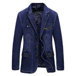 Blazer Men's Fashion Gentleman Business Retro Versatile Trendy Wedding Professional Casual Solid-color Host Cotton Denim Blazer