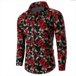 Valentine's Day Pattern Rose Novelty Casual Men's Shirt Holiday Casual Daily Shirt Lapel Long Sleeve Red S-5XL Fast Shipping