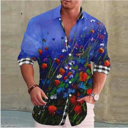 Valentine's Day Pattern Rose Novelty Casual Men's Shirt Holiday Casual Daily Shirt Lapel Long Sleeve Red S-5XL Fast Shipping