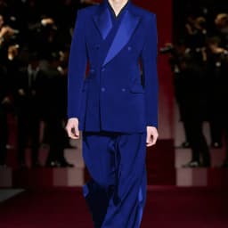 Black Men's Three Breasted Suits 2-piece Set Satin Peaked Lapel Blazer+Satin-trimmed Pants Formal Wedding Evening Party Outfit