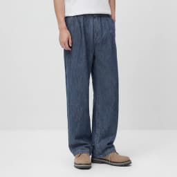 Semir Men Pants Denim Cotton Skin Friendly Loose Wide Leg Elastic Waist Drawstring Micro Pleated 2026 Summer Casual Style Fashio