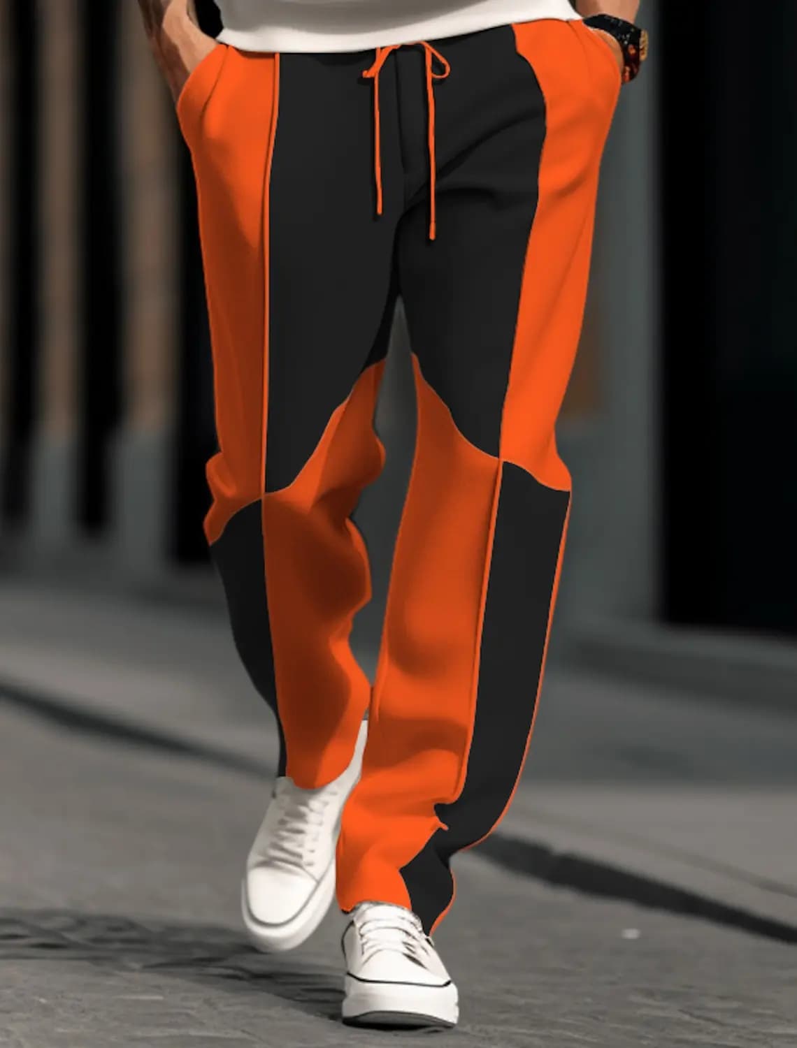 Men's Sweatpants Joggers Trousers Straight Leg Sweatpants Patchwork Drawstring Waist Color Block Comfort Casual Pants for Men