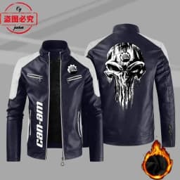 CAN-AM motorcycle LOGO retro washed pu leather jacket windproof autumn and winter men's cycling spring and autumn leather jacket
