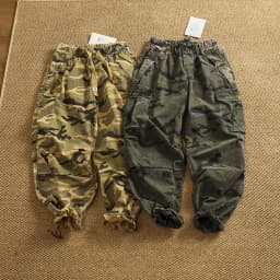 Men's new retro American woven fabric loose street elastic waist multi-pocket overalls