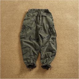 Men's new retro American woven fabric loose street elastic waist multi-pocket overalls