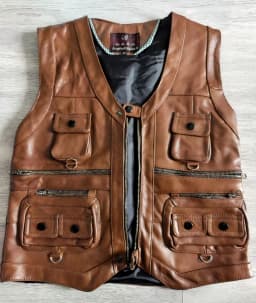 6XL Big Size Men's Real Leather Vest Genuine Sheepskin Thick Warm Quilted Lining Outdoor Fishing Waistcoat Multi-pocket Gilet