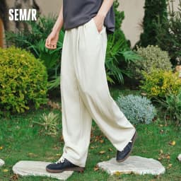 Semir Men Pants Casual Micro Wrinkle A Line Loose Drape Comfort Tall Slim Fit Wide Leg 2026 Summer Fashion Top