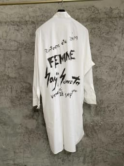 Original design with brush print design, mid-length collar shirt, long-sleeved simple shirt
