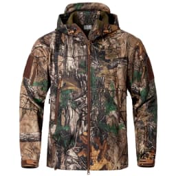 Men's Silent Camouflage Hunting Jacket Waterproof Fleece Tactical Jackets Soft Shell Outdoor Hiking Fishing Hooded Coat