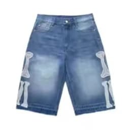 Kapital Vintage Kazuhiro Hirata Japanese Vintage Pinted Bone Loose Straight Denim Shorts for Men