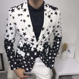 Star Print Slim Fit Blazers 2026 New Men's Club Dress Groom Tuxedo Men's Formal Wedding Prom Suit Jacket Brand Costume Homme