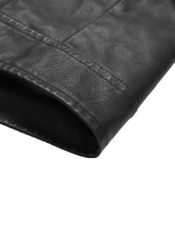 Men's Stand-Up Collar Leather Jacket, Simple and Versatile, Leather Material Gives a High-End Feel, Suitable for Office Commuting, Casual Gatherings with Friends, Autumn and Winter Styling, Street Wear, Leisure and Relaxation, Lightweight Outdoor Wear