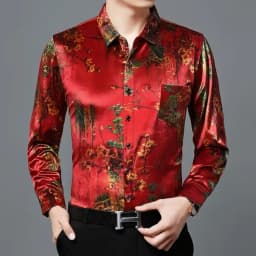 Creative Golden Yellow Dragon Shirts For Men Long Sleeved Casual Autumn High Quality Smooth Comfortable Velour Camisas De Hombre