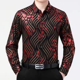 Creative Golden Yellow Dragon Shirts For Men Long Sleeved Casual Autumn High Quality Smooth Comfortable Velour Camisas De Hombre
