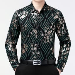 Creative Golden Yellow Dragon Shirts For Men Long Sleeved Casual Autumn High Quality Smooth Comfortable Velour Camisas De Hombre