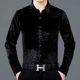 Creative Golden Yellow Dragon Shirts For Men Long Sleeved Casual Autumn High Quality Smooth Comfortable Velour Camisas De Hombre