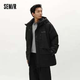 Semir Down Jacket Men Mid-Length Hooded Sport Colorblock 2026 Winter Man Clothes Warm Outerwear Windproof Warm Colorblock Design