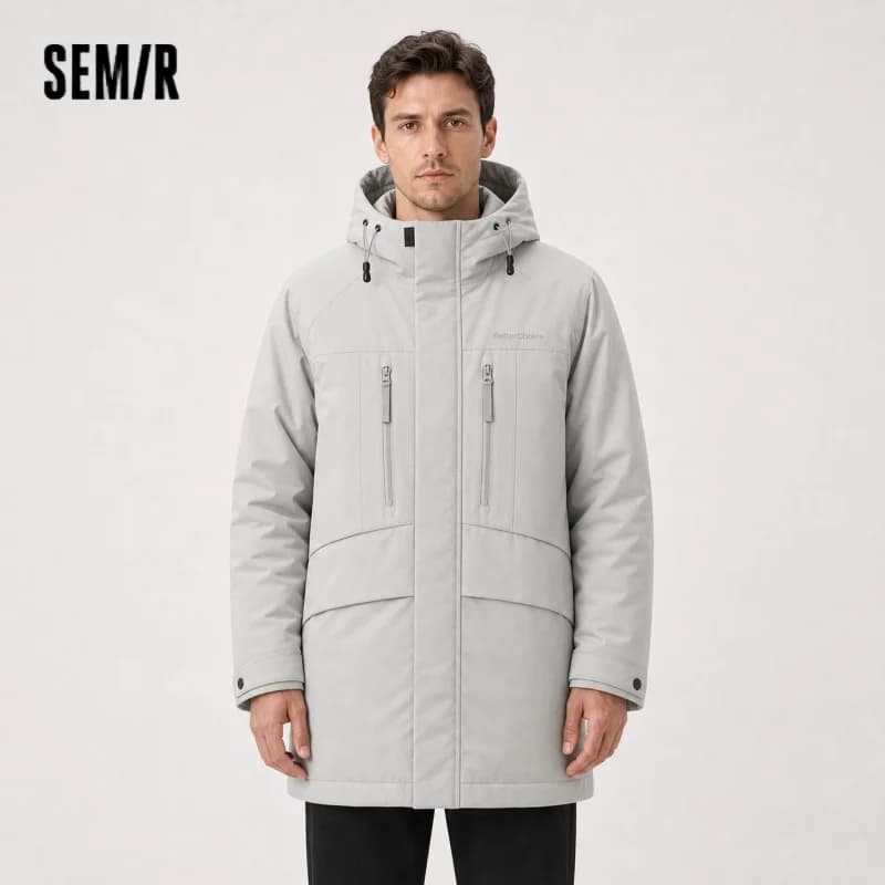 Semir Down Jacket Men Mid-Length Hooded Sport Colorblock 2026 Winter Man Clothes Warm Outerwear Windproof Warm Colorblock Design
