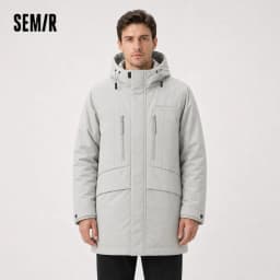 Semir Down Jacket Men Mid-Length Hooded Sport Colorblock 2026 Winter Man Clothes Warm Outerwear Windproof Warm Colorblock Design