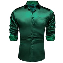 Luxury Elegant Dress Shirts for Men Stretch Satin Long Sleeve Casual Social Shirt Designer Contrasting Paisley Clothing