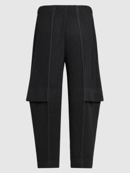 Miyake Pleated Men Cargo Pants Pleated Straight Pants Loose Overalls Men Baggy Black Trousers Fashion Casual Streetwear Pants