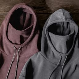 Maden Casual Polar Fleece Hooded Sweatshirt Solid Color Windproof Pullover with Face Mask Warm Tops for Men's Fall and Winter