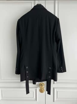 TOP-YAMAMOTO original design lace-up capsule wool multi-button fabric striped double-breasted suit jacket