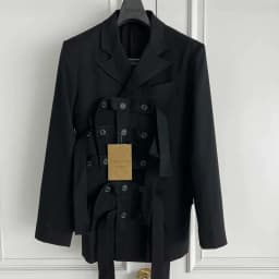 TOP-YAMAMOTO original design lace-up capsule wool multi-button fabric striped double-breasted suit jacket